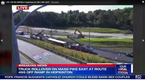 Tractor-trailer rollover spills garbage, closing Mass Pike/I-495 ramp in Hopkinton for hours